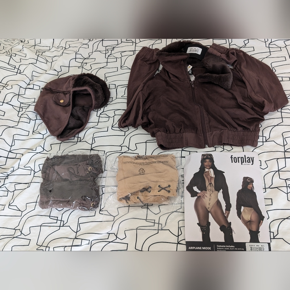 Forplay M/L Halloween Pilot Costume Rich Chocolate/GLASSES,SCARF AREN'T INCLUDED